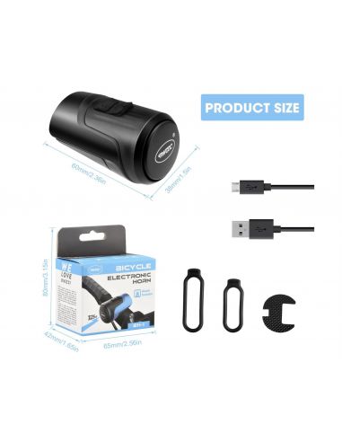 Klaxon avec Alarme Antivol, 125dB, Rechargeable électrique étanche IPX5 pour Trottinette