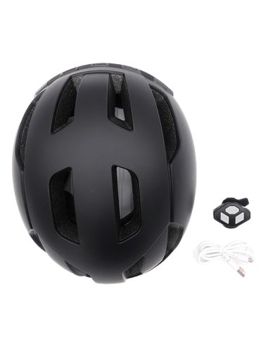 Casque velo / trottinette noir avec LED et telecommande guidon
