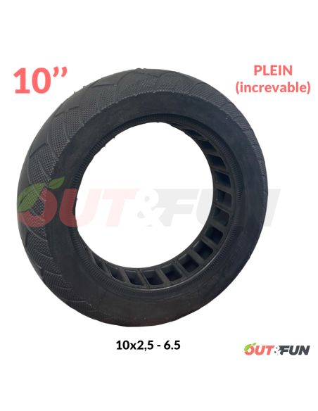 Pneu PLEIN increvable 10x2,50-6.5 diamètre 164mm