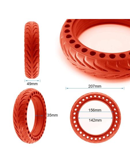 Pneu PLEIN increvable XIAOMI M365 Rouge