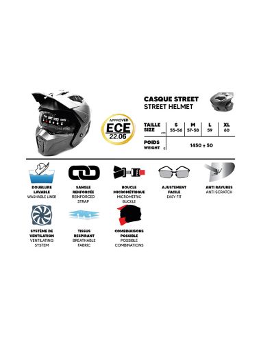 Casque Street FRV gris métallique mat