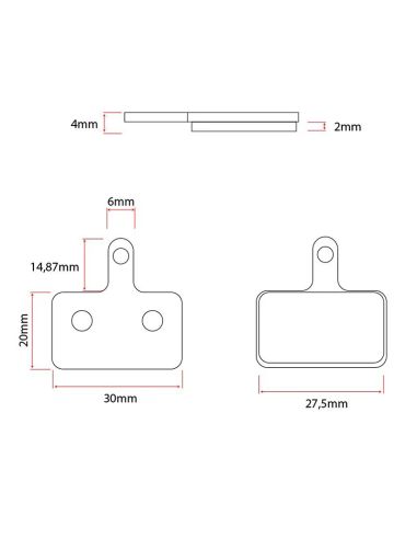 Plaquettes de frein Zoom pour frein hydraulique CR3 - 30mm WATTIZ