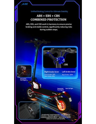 DUALTRON SONIC ALIEN 2025 – 72V 40Ah • Contrôleur Tenzon • ABS/EBS • GPS • Turbo Trottinette électrique Dualtron - Minimotors