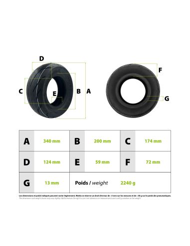 Pneu TUBELESS 13’’135/75-7 (13x5.5-7) Teverun 7260R WATTIZ
